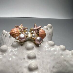 Starfish & Shell Real Freshwater Pearl Earrings